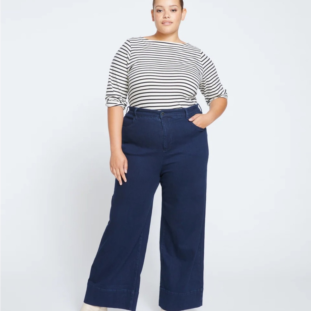 Universal Standard Carrie High Rise Wide Leg Jeans - Dark Indigo